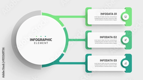Fototapeta Business Central Circle Infographic Presentation with 3 Rectangle Label Option and Icon