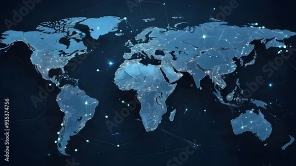 Fototapeta Global Network Connection, World Map Technology, Innovation in Global Business Concept