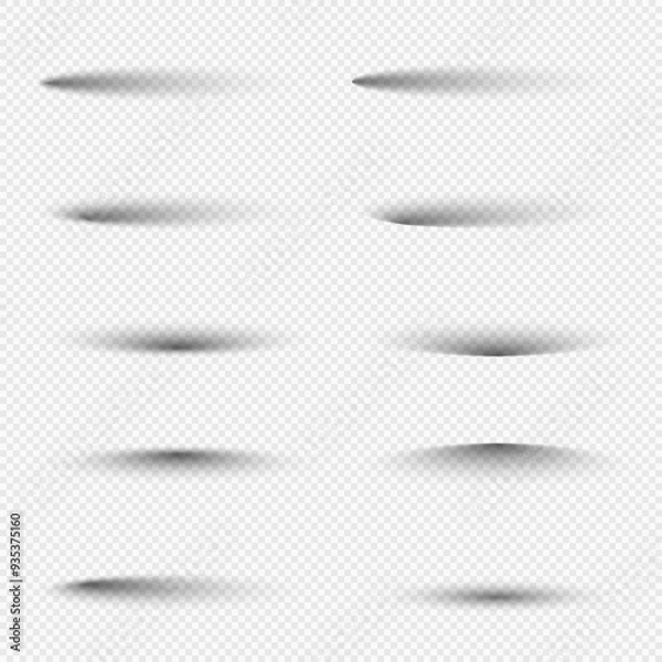 Fototapeta Realistic circular shadow effects collection. Poster, Flyer, Business Card, and Banner Shadows on transparent background. Vector design elements. Vector illustration.