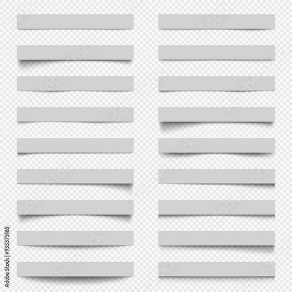 Fototapeta Realistic shadow effects of paper. A set of shadows on a transparent background. Realistic soft shadows. Various shadows of the edge of the sheet. Layer separation element. Vector illustration.