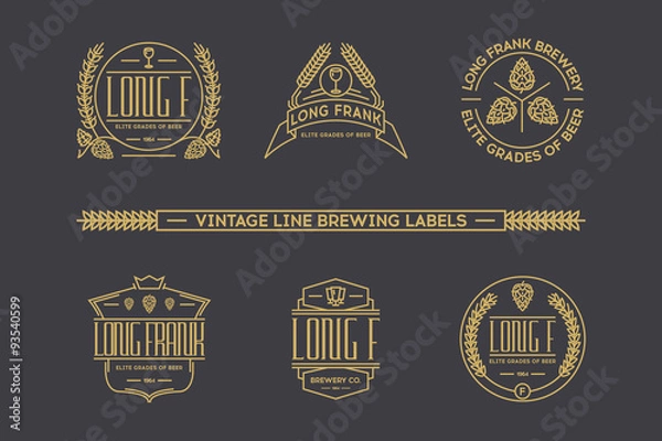 Fototapeta Retro line beer labels. Vector  vintage elements.
