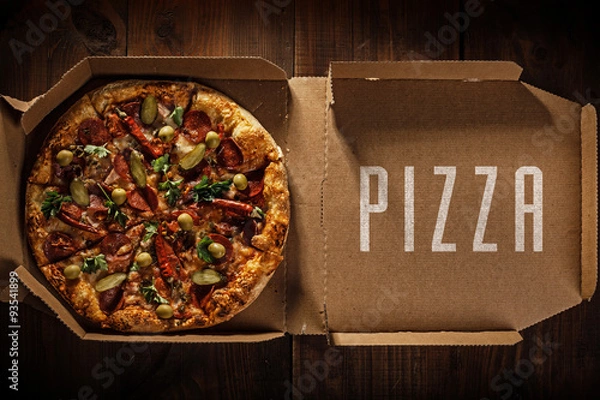 Obraz pizza in the in delivery box
