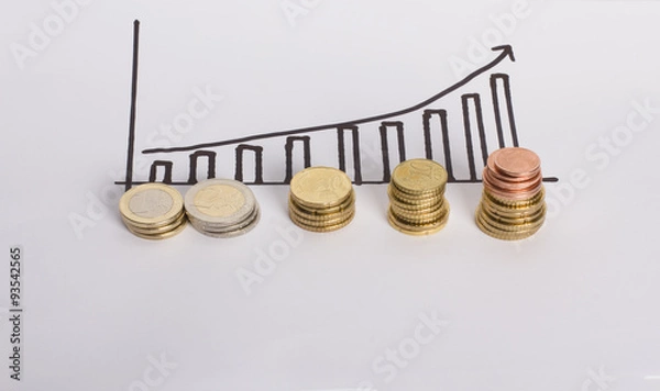 Obraz Stack ,chart and coins