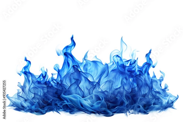 Obraz Real blue flames isolated on white background