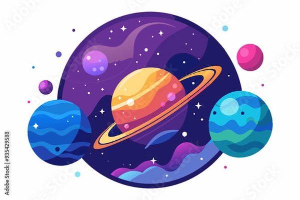 Fototapeta Colorful Planets and Stars in Space