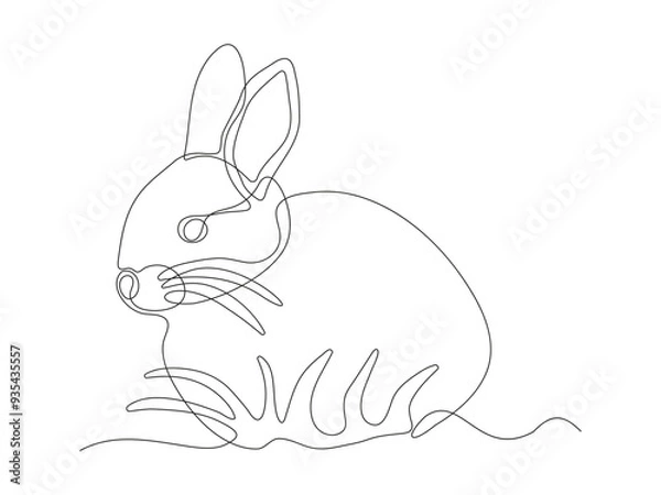 Fototapeta abstract rabbit, hare. continuous one line art hand drawing sketch, logo