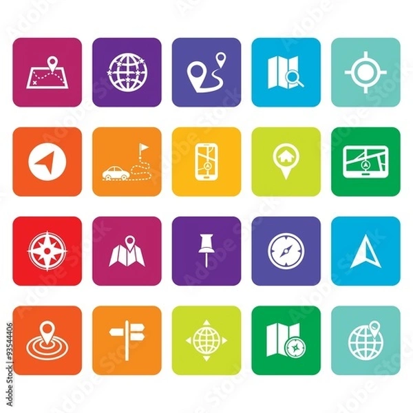 Obraz Location icons. Map icons. Navigation icon. Vector Illustration.
