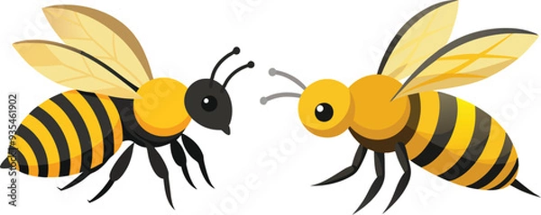Fototapeta Bee, side view with white background 