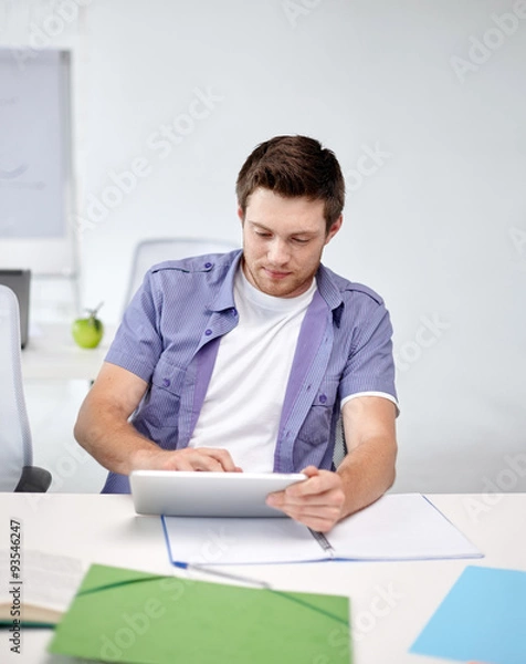 Fototapeta high school student with tablet pc in classroom