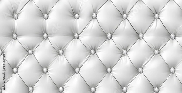 Fototapeta In this close-up shot, you can see the cream color of the interior of the car with its white leather seats, the white couch, the cushions, and the upholstered furniture with white thread patterns.