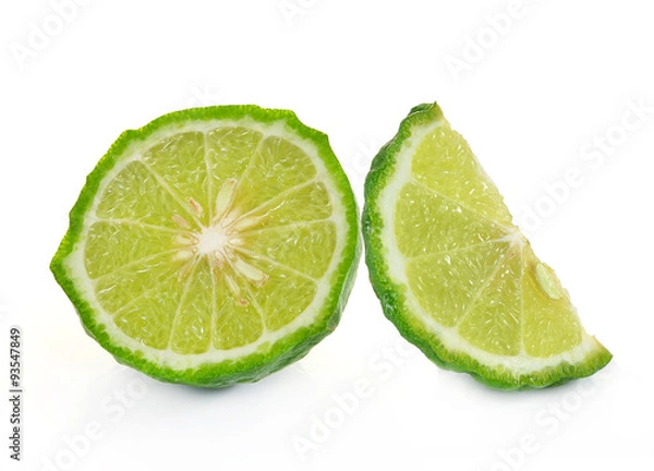 Obraz Kaffir lime on white background