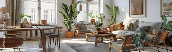 Fototapeta scandinavian loft apartment. 3d rendering. 