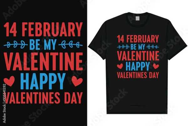 Fototapeta Happy valentines day 14th February loves day typography tshirt design