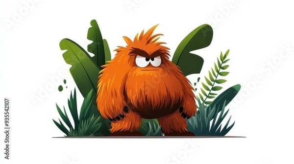 Fototapeta Discover the playful allure of a bigfootinspired character brought to life through vibrant flat design and style.