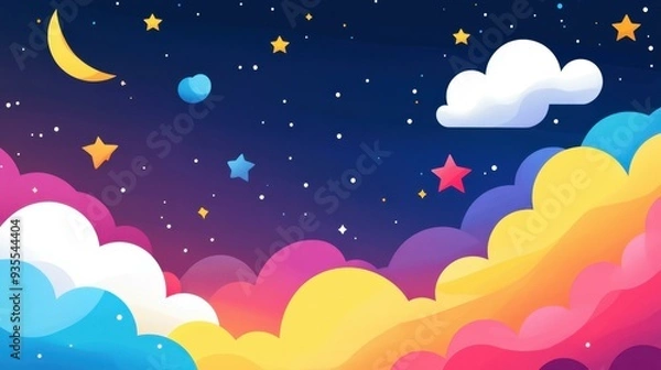 Fototapeta Explore a vibrant nebula illustration, bursting with colors and textures that capture the playful essence of the cosmos.