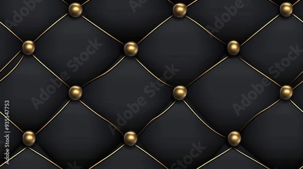 Fototapeta A seamless pattern with luxury black / blue leather upholstery texture. 