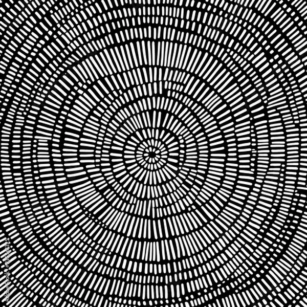 Fototapeta Abstract Hand Drawn Radial Pattern, Black and White, Patterned , Vector , Geometric