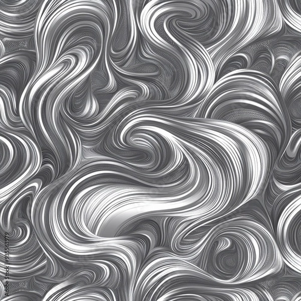 Fototapeta Abstract Swirling Silver Lines, 3D Render, Silver, Abstract, Line art