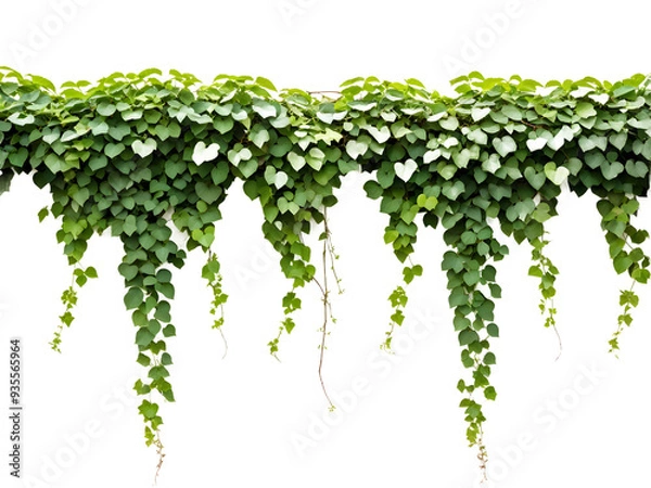 Fototapeta Green leaves Javanese treebine or Grape ivy (Cissus spp.) jungle vine hanging ivy plant bush isolated on transparent background with clipping path.
