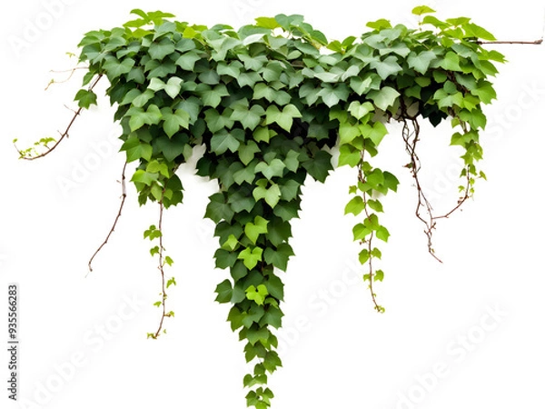 Fototapeta Green leaves Javanese treebine or Grape ivy (Cissus spp.) jungle vine hanging ivy plant bush isolated on transparent background with clipping path.

