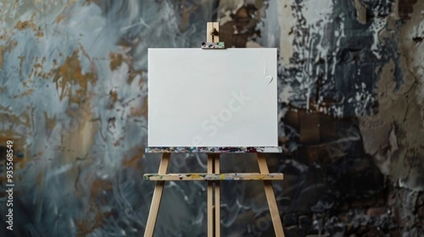 Fototapeta Embracing Possibilities: Blank Canvas on Easel Inspiring Greatness and Potential in Every Moment