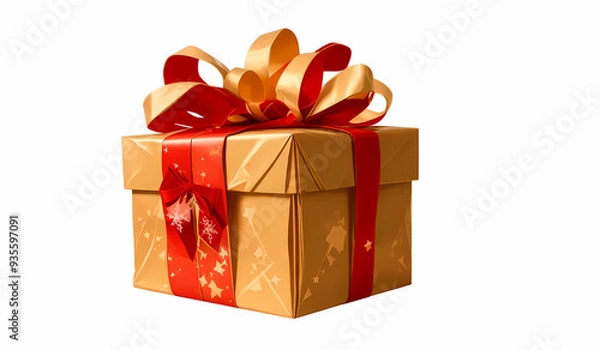 Fototapeta Isolated Christmas Present,Decorative Box with Bow