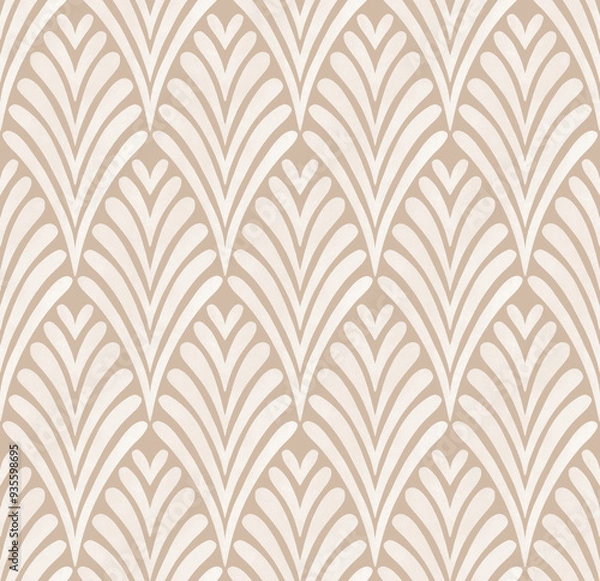 Obraz Seamless pattern design. Beige scallop on white.