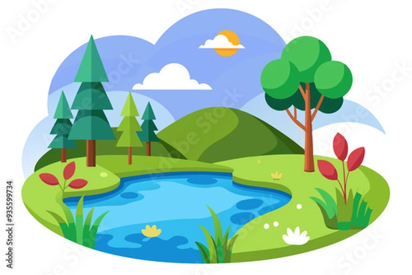 Fototapeta pond-background-flat-design (12)