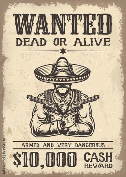Obraz Vitage wild west wanted poster