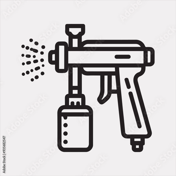 Obraz Paint spray gun outline icon Vector silhouette icon on a white background