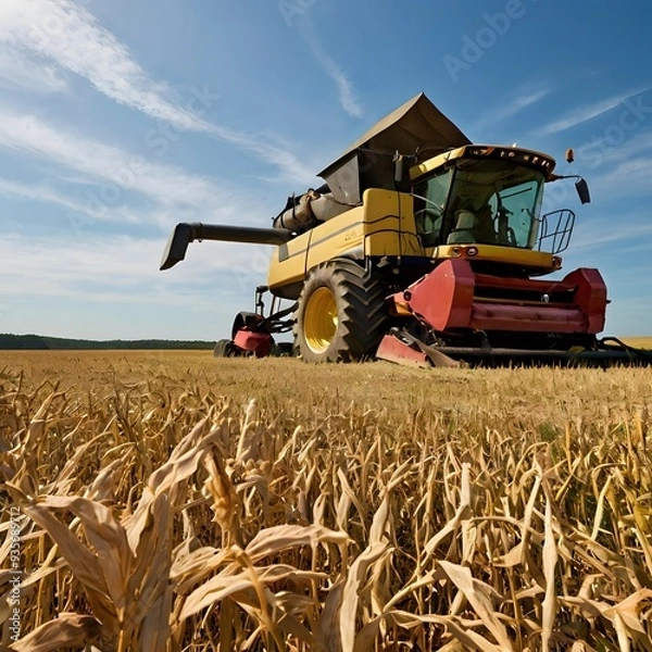 Obraz combine harvester working on a field