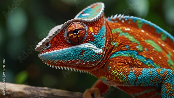 Fototapeta Kameleon w naturalnym środowisku. Generative AI.