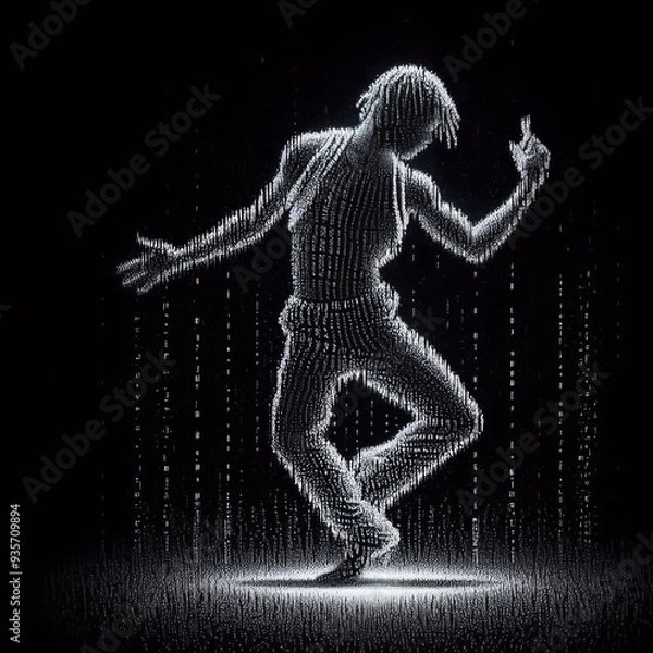 Fototapeta 87 Luminogram ASCII Hybrid A luminogram of a dancer's silhouette