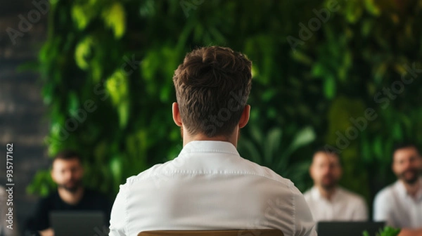 Fototapeta A diverse group of entrepreneurs pitching a new business idea in front of investors, showcasing their innovative approach, innovation, entrepreneurship, diverse teams, business pit