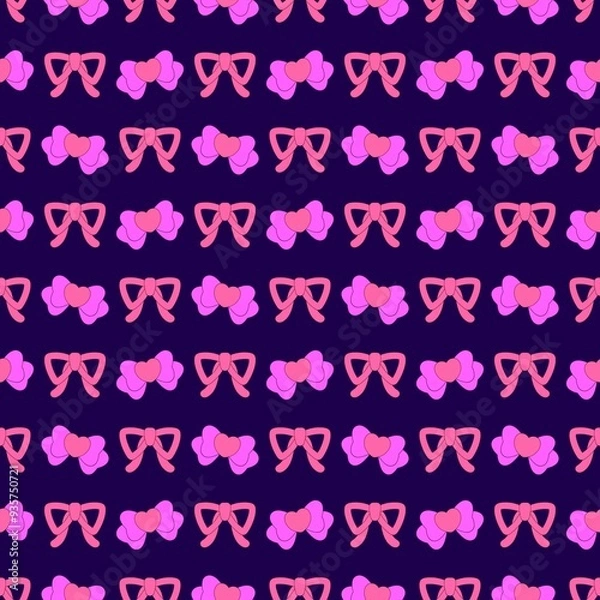 Fototapeta Cute seamless pattern, ribbon, heart 