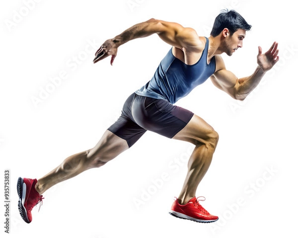 Obraz athletic running side view, solated, transparent background, AI generated	