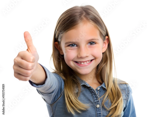 Obraz Girl showing thumbs up ,isolated, transparent background, AI generated	