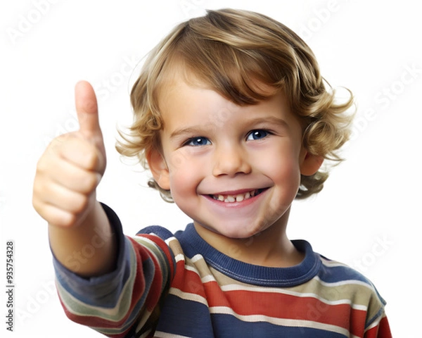Fototapeta Boy child showing thumbs up ,isolated, transparent background, AI generated	