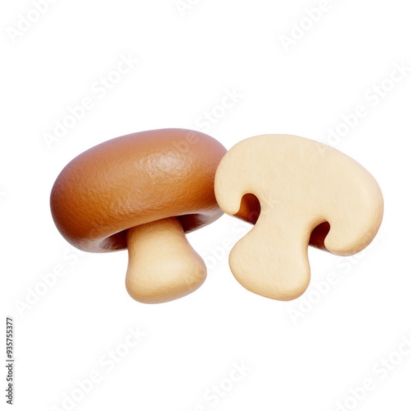 Fototapeta Mushroom, Healthy Vegetables And Herbs, 3D rendering.