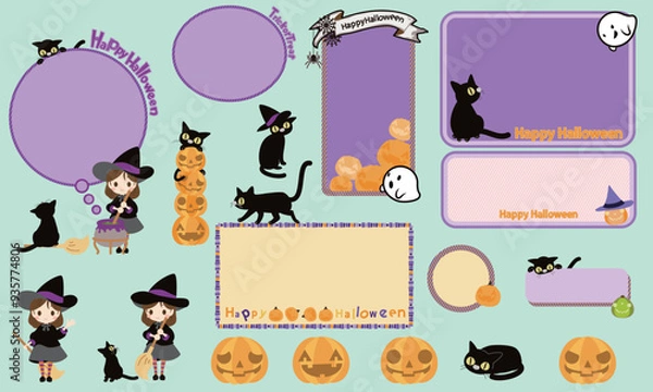 Obraz Witch and black cat