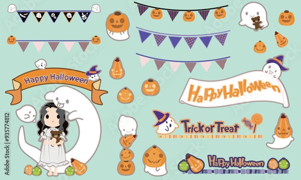 Obraz Ghost girl halloween set