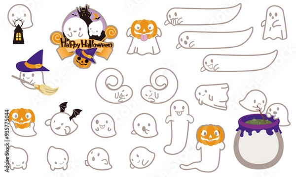 Obraz Ghost illustration set without background