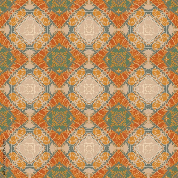 Fototapeta Seamless pattern with abstract motives.                   
Seamlessly repeating ornamental wallpaper or textile pattern with hand drawn abstract motives. 
