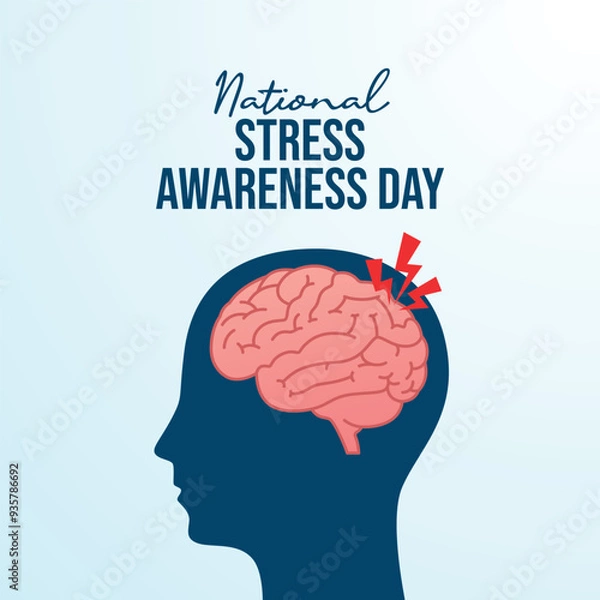 Fototapeta National Stress Awareness Day design template good for celebration usage. National Stress Awareness Day design. flat design. eps 10.