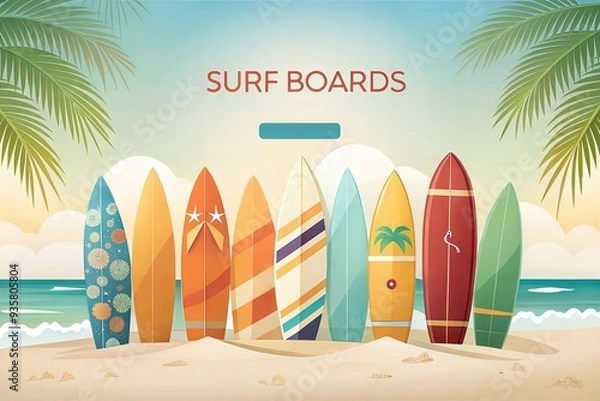 Fototapeta Surfboard on the beach banner