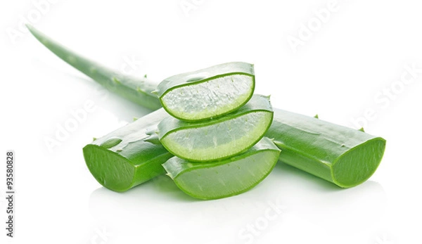 Fototapeta świeży liść aloesu. pojedynczo na białym