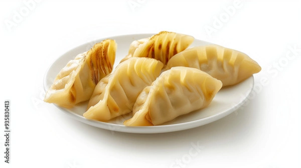 Fototapeta Gyoza dumpling isolation on white background on a plate