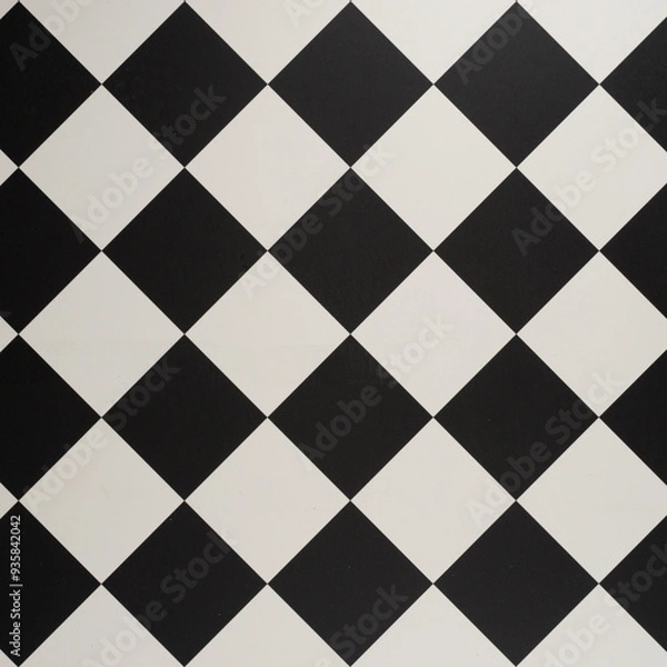 Obraz Black and White Diamond Checkered Tile Pattern for Modern Interior Design