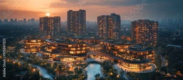 Fototapeta Modern Urban Complex at Sunset