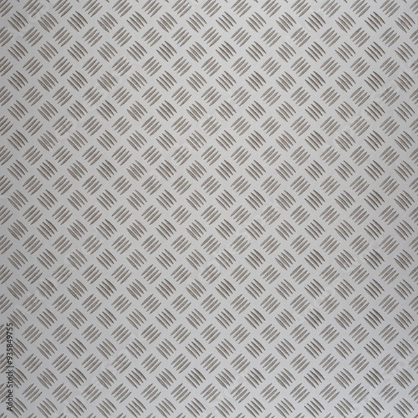 Fototapeta Industrial Metal Diamond Plate Texture with Raised Tread Pattern for Backgrounds